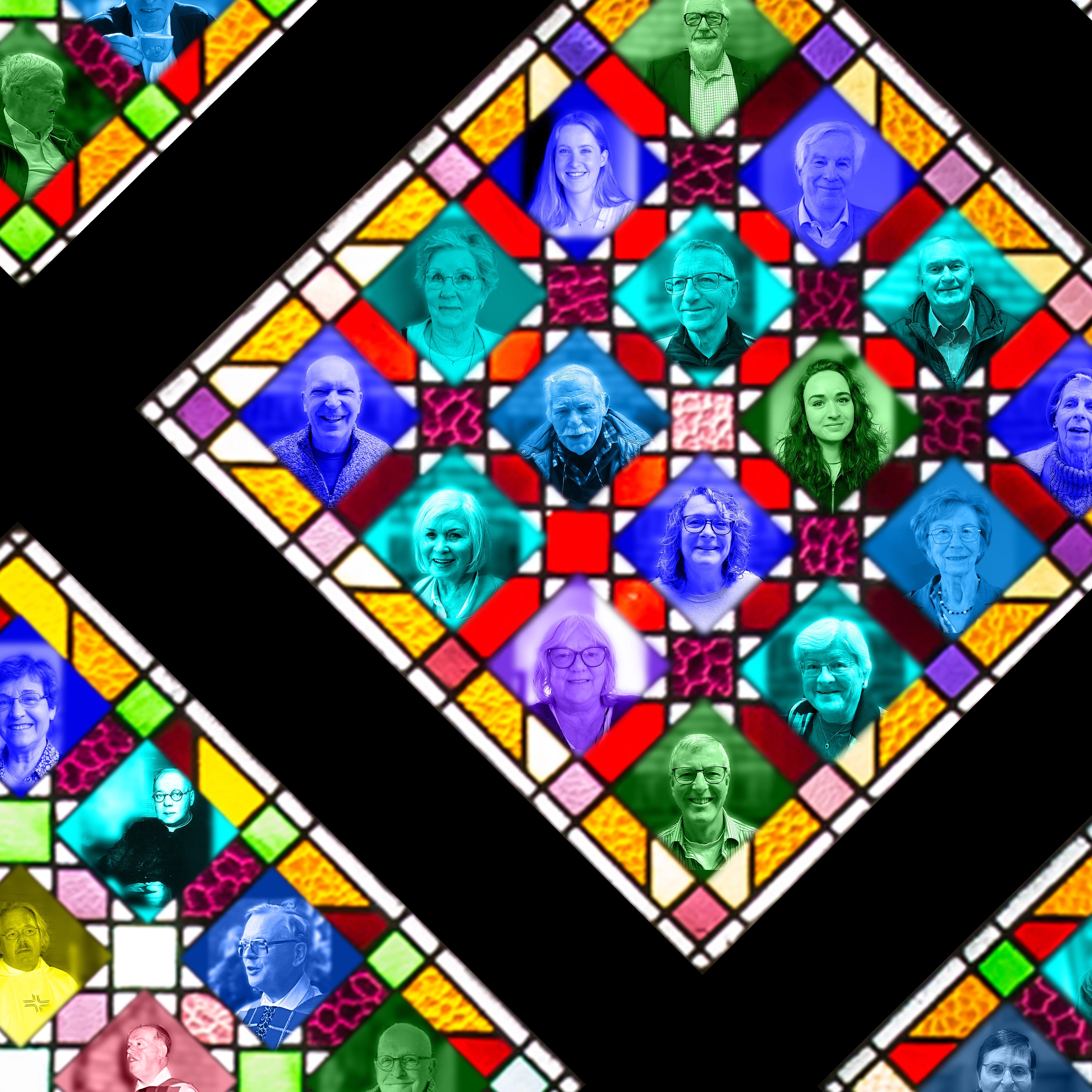 fragment roosvenster Augustinus met parochianen