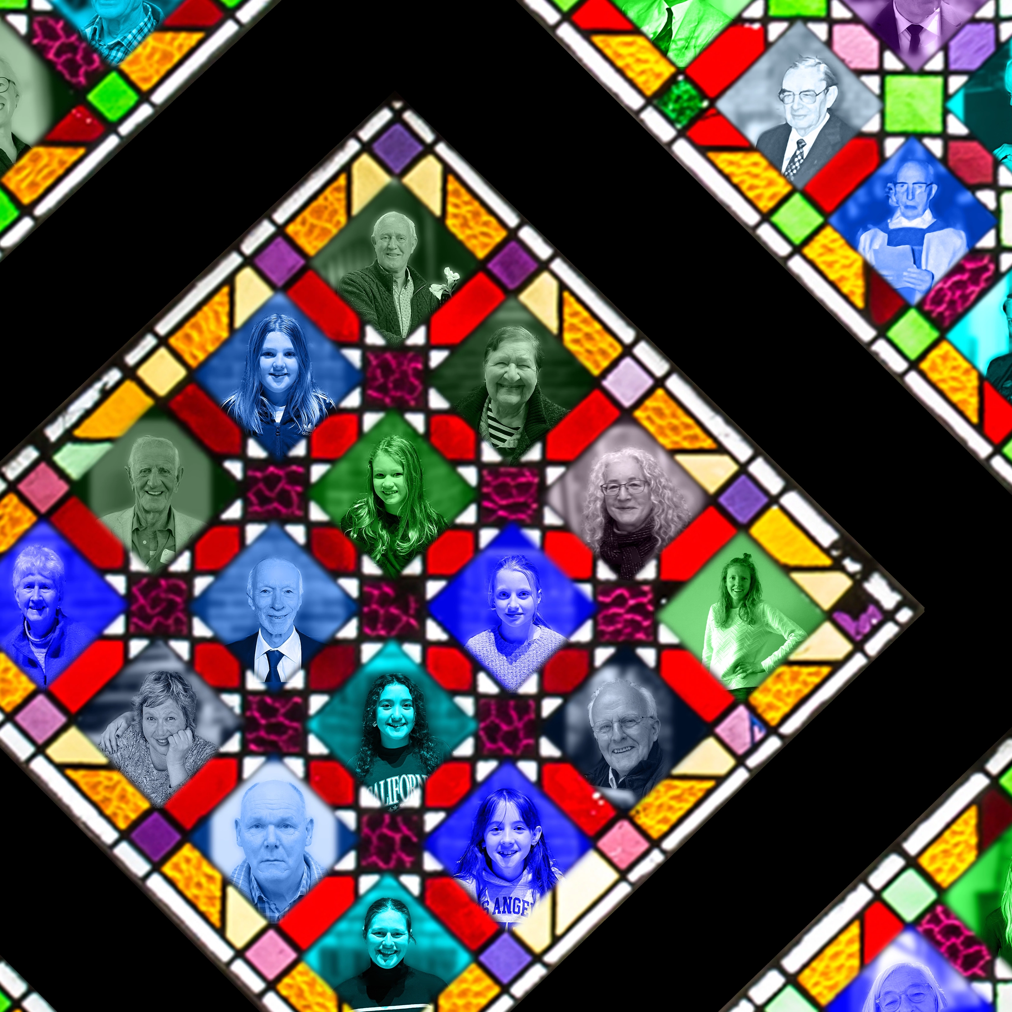 fragment roosvenster Augustinus met parochianen