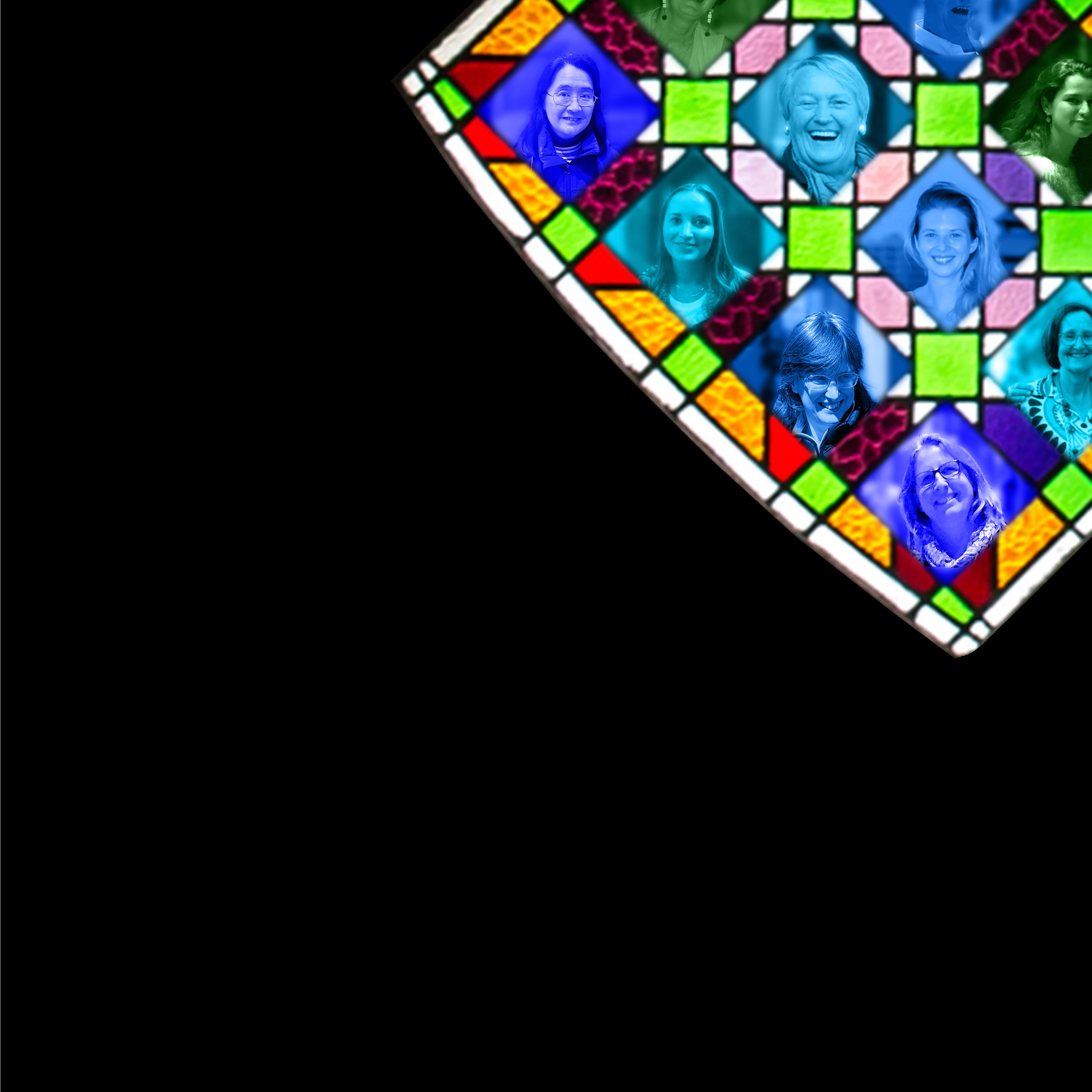 fragment roosvenster Augustinus met parochianen