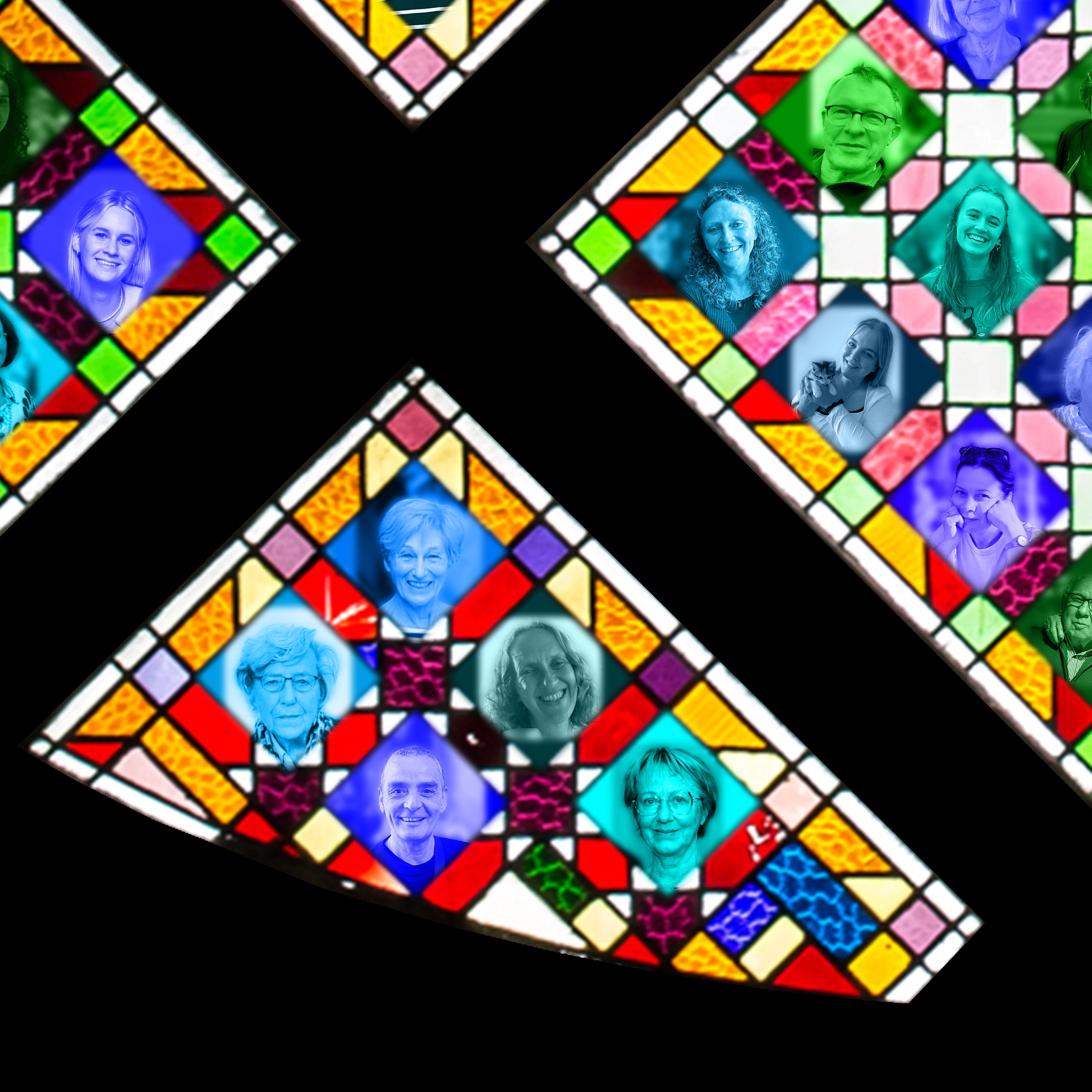 fragment roosvenster Augustinus met parochianen